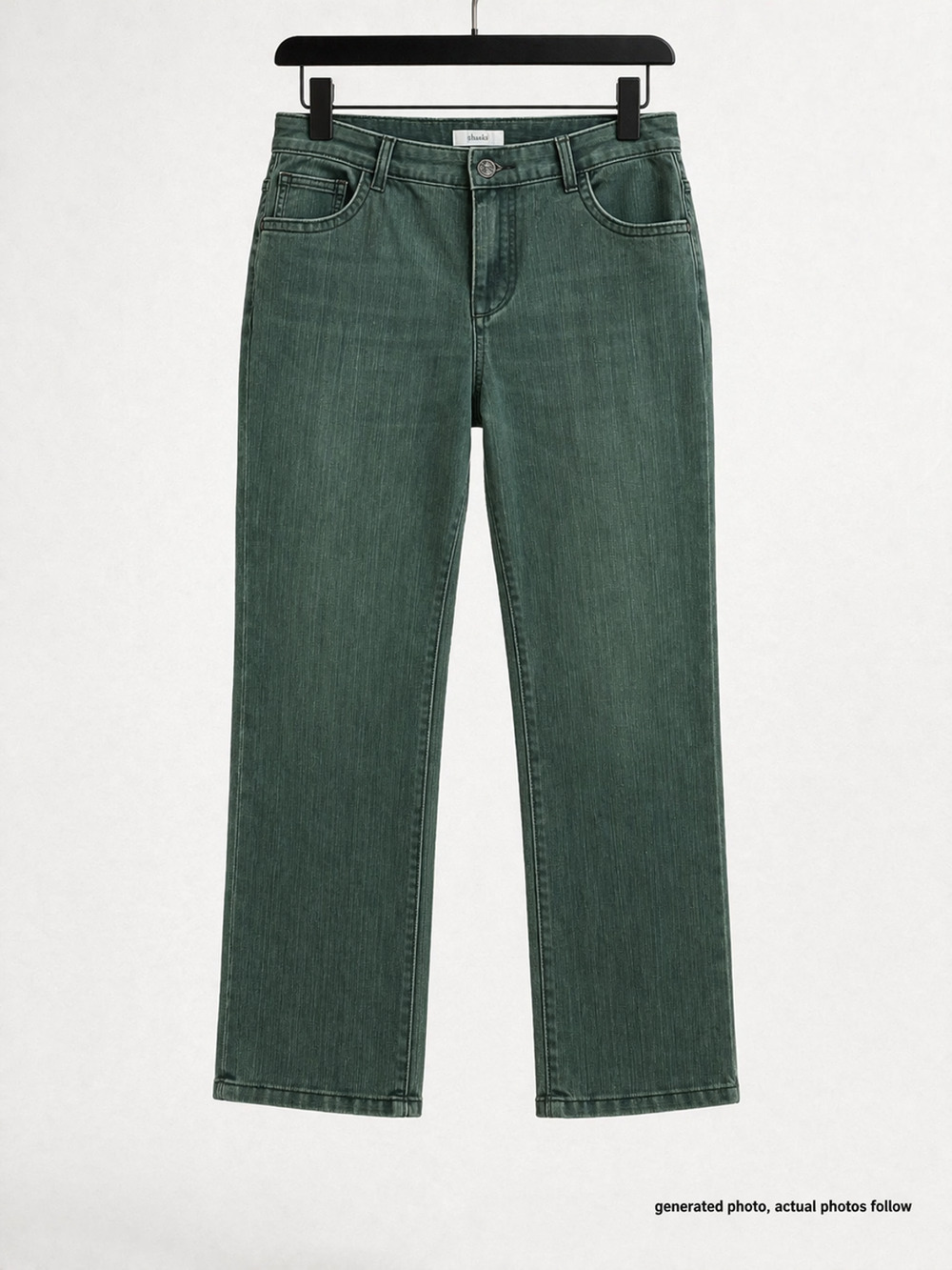 C J Banks Green Stretch Denim Straight Leg Casual Plus Size Jeans Womens 14W